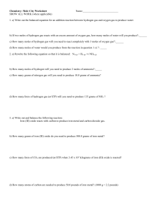 PEA: Chemistry: Mole City Worksheet