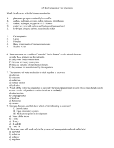 AP Bio Test Questions