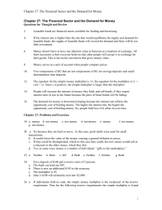 Chapter 27: Money, Banking, and the Financial Sector