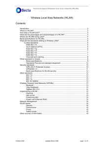 Wireless Local Area Networks (WLAN)