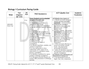 Biology I Curriculum Pacing Guide Week Test Chapters/ QC Units