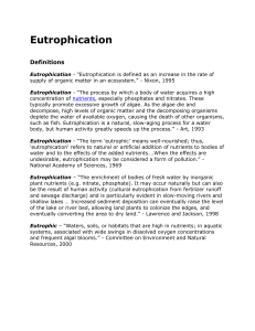 Eutrophication Definitions Eutrophication