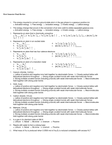 First Semester Final Review