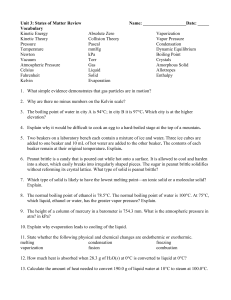 Unit 3: States of Matter Review