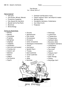 SBI 3U – Genetic Continuity