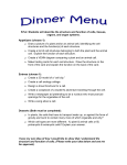 Cell Dinner Menu