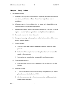 Chapter 1 Study Outline