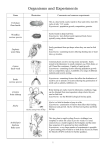 Organisms and Experiments