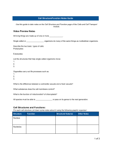 Cell Structure and Function Note Guide