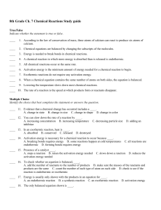 8th Grade Ch. 7 Chemical Reactions Study guide