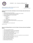 AP BIOLOGY Unit 1 – Chemistry and Molecules of Life