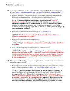 Mcbio 316: Exam 1A Answers (10)1. A wild