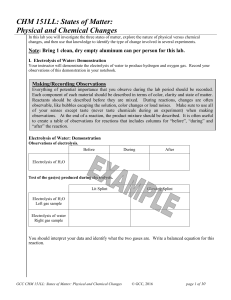 CHM 151LL: States of Matter: Physical and Chemical Changes