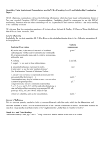 Quantities, Units, Symbols and Nomenclature used in