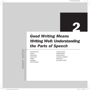 Good Writing Means Writing Well: Understanding the Parts of Speech