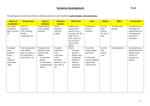 Sentence Development - The Godolphin Junior Academy