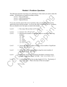 Module 1 Predictor Questions