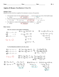 Algebra II Honors Test Review 3-4 to 3-6