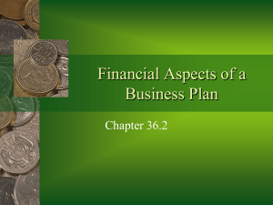 Financial Aspects of a Business Plan