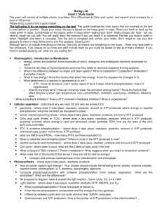 Biology 3A Exam 2 Study Guide The exam will consist of multiple