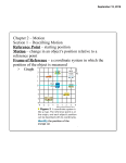 Chapter 2 – Motion Section 1 – Describing Motion Reference Point