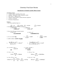 Chemistry Final Exam Review