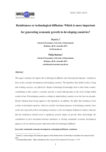 Remittances or technological diffusion: Which is more important for