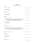 Review Introduction to Algebra