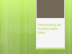 Formulating an Implied Main Idea