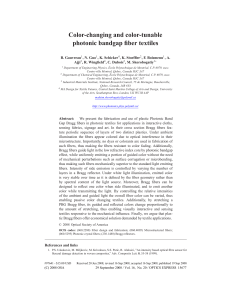 Color-changing and color-tunable photonic bandgap fiber textiles