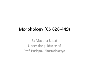 Morphology (CS 626-449)