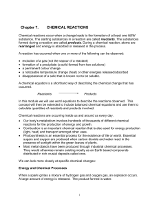 Chapter 7. CHEMICAL REACTIONS