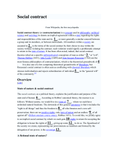 Social contract CLOZE worksheet