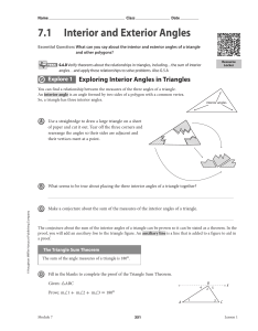 7 . 1 Interior and Exterior Angles