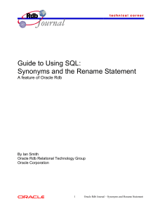 Guide to Using SQL: Synonyms and the Rename Statement