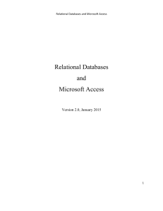 Relational Databases and Microsoft Access