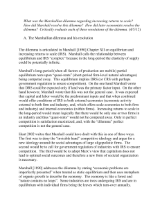 What was the Marshallian dilemma regarding increasing returns to