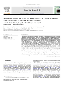 Distribution of squid and fish in the pelagic zone of the