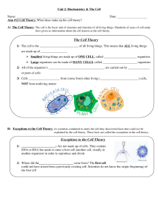 The Cell Theory Exceptions to the Cell Theory