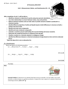 AP Chem – Unit 1 Part 2 AP Chemistry 2016-‐2017 Unit 1