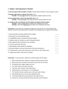 1. Subject—Verb Agreement in Number