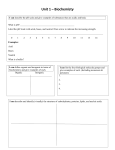 Unit 1 – Biochemisty