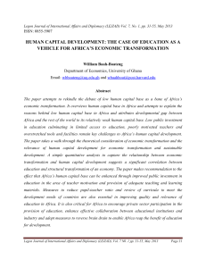 human capital development: the case of education as a vehicle for