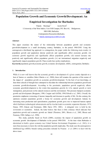 Population Growth and Economic Growth/Development