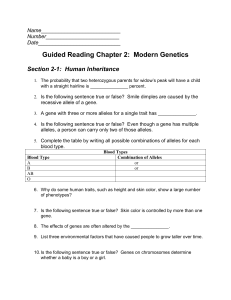 Guided Reading Chapter 2: Modern Genetics