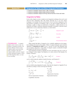 Section 8.6 Integration by Tables and Other Integration Techniques