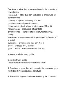 Dominantаннаallele that is always shown in the phenotype, never