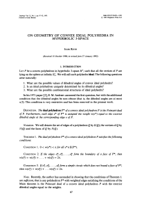 on geometry of convex ideal polyhedra in hyperbolic