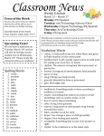 Vocabulary Words Verse of the Week Weekly Schedule Spelling