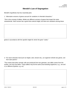Mendel`s Laws of Segregation